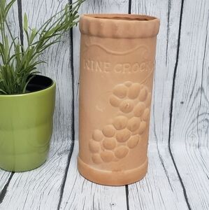 Terra Cotta Wine Crock Chiller- Grape/Leaf Design